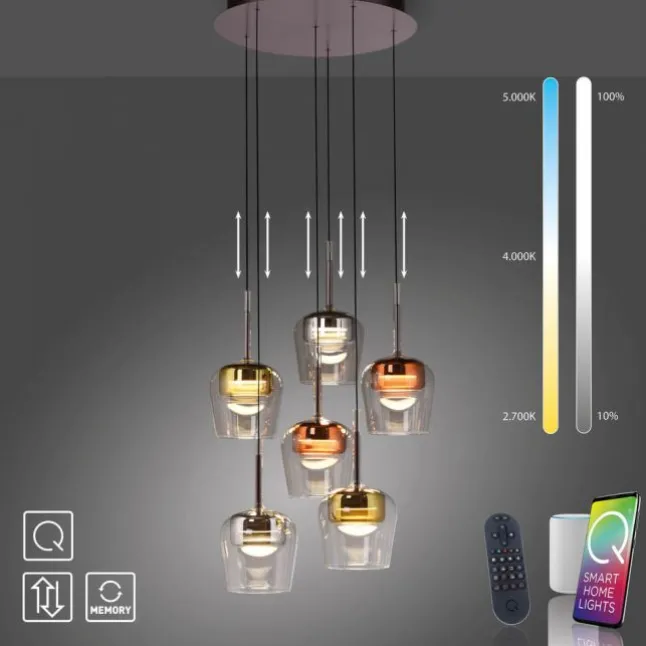 Paul Neuhaus LED Pendelleuchte Q-KON 6-flammig mehrfarbig Smart Home