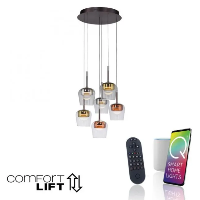Paul Neuhaus LED Pendelleuchte Q-KON 6-flammig mehrfarbig Smart Home