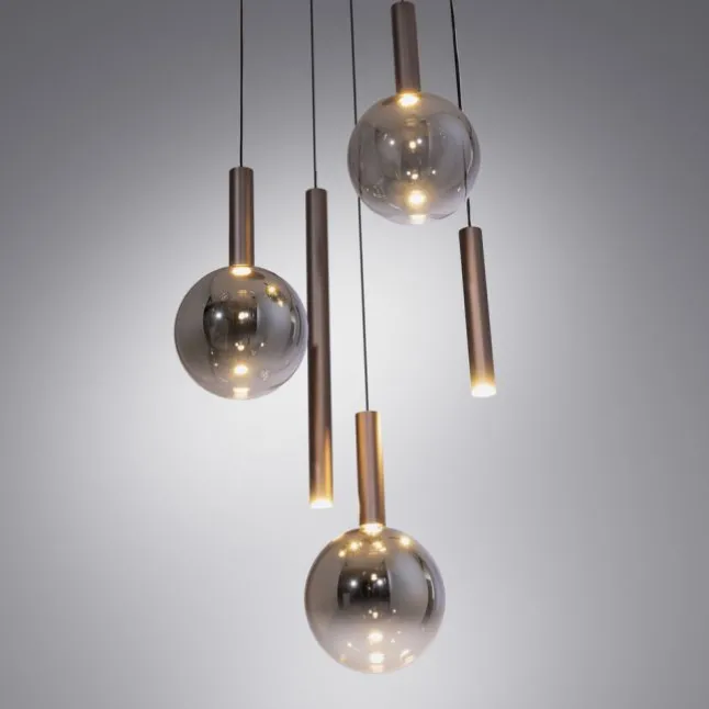 Paul Neuhaus LED Pendelleuchte BOWL, braun 5fl. dimmbar, rund