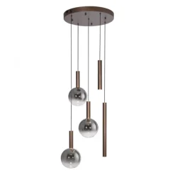 Paul Neuhaus LED Pendelleuchte BOWL, braun 5fl. dimmbar, rund