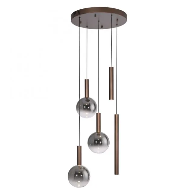 Paul Neuhaus LED Pendelleuchte BOWL, braun 5fl. dimmbar, rund