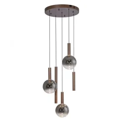 Paul Neuhaus LED Pendelleuchte BOWL, braun 5fl. dimmbar, rund