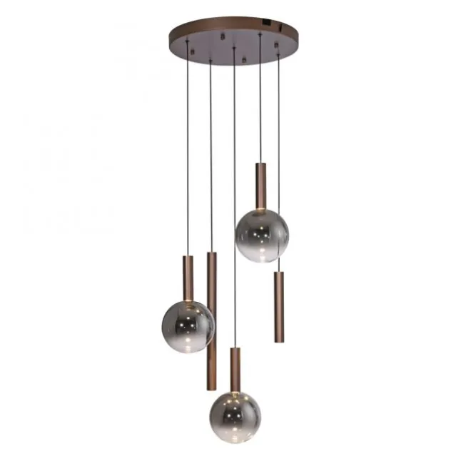 Paul Neuhaus LED Pendelleuchte BOWL, braun 5fl. dimmbar, rund