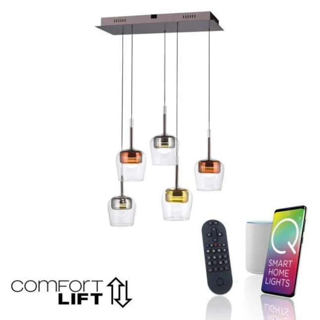 Paul Neuhaus LED Pendelleuchte Q-KON 5-flammig mehrfarbig Smart Home