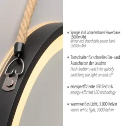 Paul Neuhaus LED Spiegel VIDRO, schwarz,