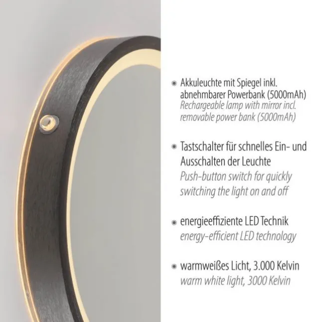 Paul Neuhaus LED Spiegel VIDRO, grau,