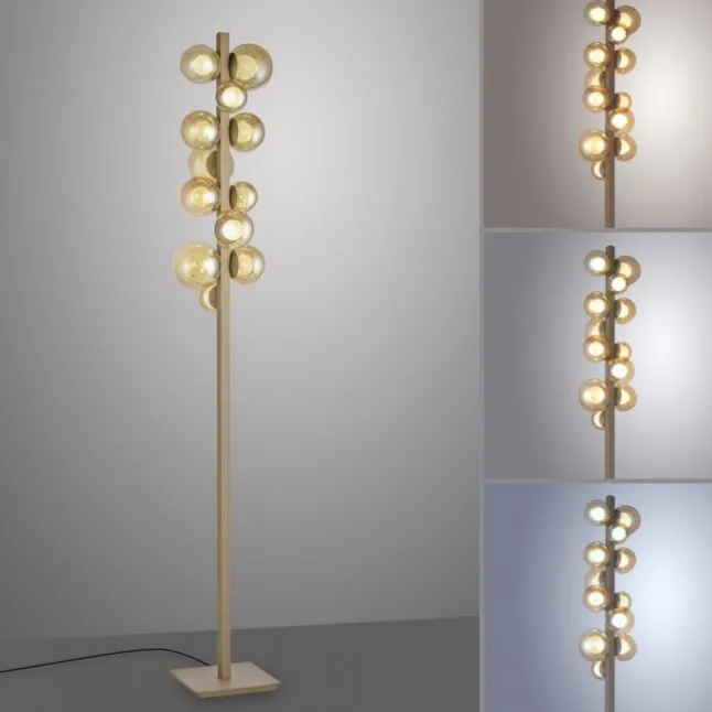 Paul Neuhaus LED Stehleuchte PURE Popup bronce dimmbar Amberglas
