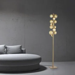 Paul Neuhaus LED Stehleuchte PURE Popup bronce dimmbar Amberglas