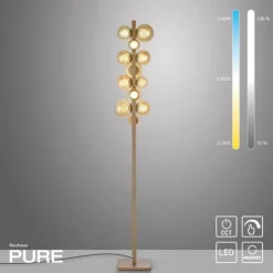 Paul Neuhaus LED Stehleuchte PURE Popup bronce dimmbar Amberglas