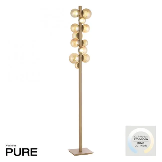 Paul Neuhaus LED Stehleuchte PURE Popup bronce dimmbar Amberglas