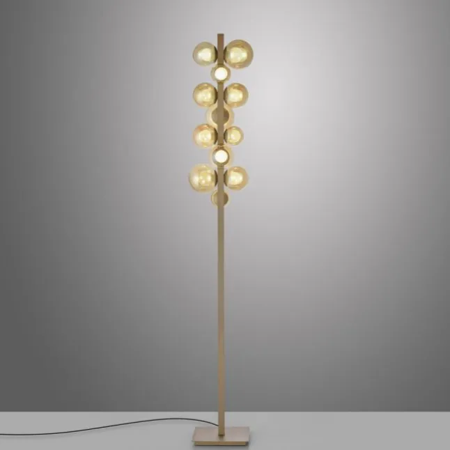 Paul Neuhaus LED Stehleuchte PURE Popup bronce dimmbar Amberglas