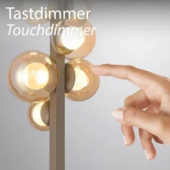 Paul Neuhaus LED Stehleuchte PURE Popup bronce dimmbar Amberglas