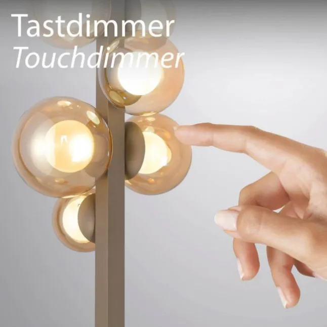 Paul Neuhaus LED Stehleuchte PURE Popup bronce dimmbar Amberglas