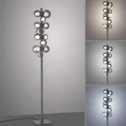 Paul Neuhaus LED Stehleuchte PURE Popup platin (grau) dimmbar Rauchglas CCT
