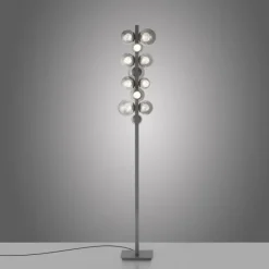 Paul Neuhaus LED Stehleuchte PURE Popup platin (grau) dimmbar Rauchglas CCT