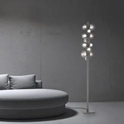 Paul Neuhaus LED Stehleuchte PURE Popup platin (grau) dimmbar Rauchglas CCT