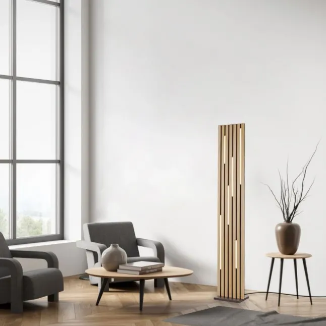 Paul Neuhaus LED Stehleuchte Q-AKUSTIK Holz-natur Smarthome steuerbar