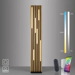 Paul Neuhaus LED Stehleuchte Q-AKUSTIK Holz-natur Smarthome steuerbar
