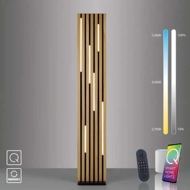 Paul Neuhaus LED Stehleuchte Q-AKUSTIK Holz-natur Smarthome steuerbar