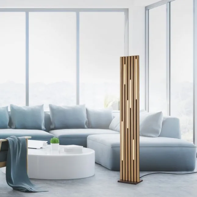 Paul Neuhaus LED Stehleuchte Q-AKUSTIK Holz-natur Smarthome steuerbar
