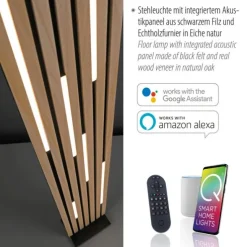 Paul Neuhaus LED Stehleuchte Q-AKUSTIK Holz-natur Smarthome steuerbar