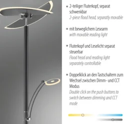 Paul Neuhaus LED Stehleuchte anthrazit dimmbar CCT Memoryfunktion