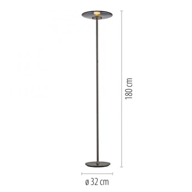 Paul Neuhaus LED Stehleuchte PURE Vitrum platin (grau) Touch Rauchglas