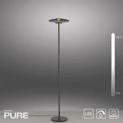 Paul Neuhaus LED Stehleuchte PURE Vitrum platin (grau) Touch Rauchglas