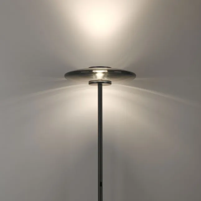 Paul Neuhaus LED Stehleuchte PURE Vitrum platin (grau) Touch Rauchglas