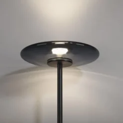 Paul Neuhaus LED Stehleuchte PURE Vitrum platin (grau) Touch Rauchglas