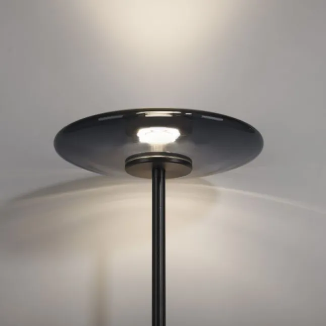 Paul Neuhaus LED Stehleuchte PURE Vitrum platin (grau) Touch Rauchglas