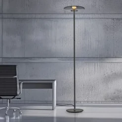 Paul Neuhaus LED Stehleuchte PURE Vitrum platin (grau) Touch Rauchglas