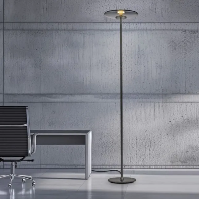 Paul Neuhaus LED Stehleuchte PURE Vitrum platin (grau) Touch Rauchglas