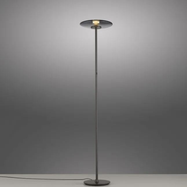 Paul Neuhaus LED Stehleuchte PURE Vitrum platin (grau) Touch Rauchglas