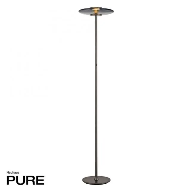 Paul Neuhaus LED Stehleuchte PURE Vitrum platin (grau) Touch Rauchglas