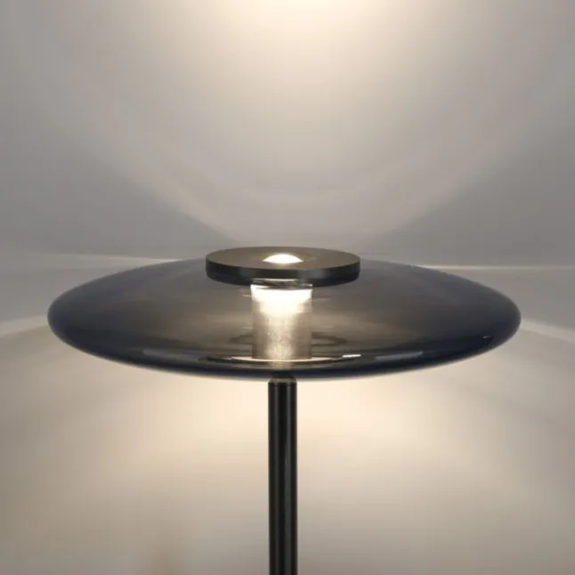 Paul Neuhaus LED Stehleuchte PURE Vitrum platin (grau) Touch Rauchglas