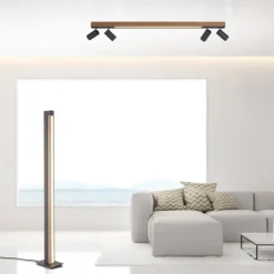 Paul Neuhaus LED Stehleuchte PURE-LINES Floor oak/graphite drehbar dimmbar