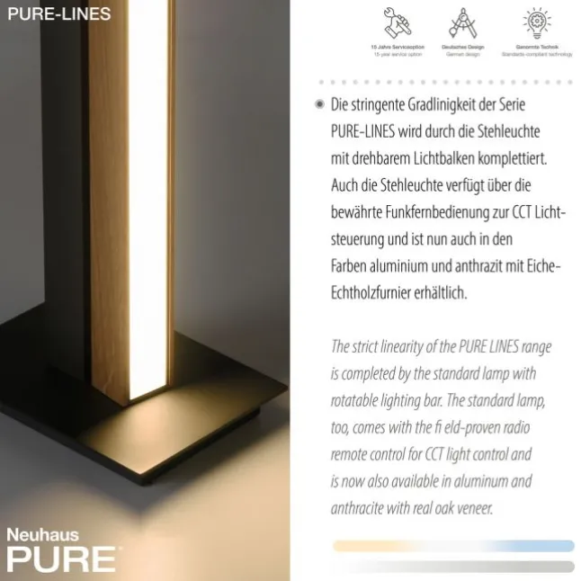 Paul Neuhaus LED Stehleuchte PURE-LINES Floor oak/graphite drehbar dimmbar