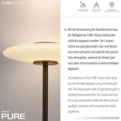 Paul Neuhaus LED Stehleuchte PURE Vitrum Glas dark-metal brown