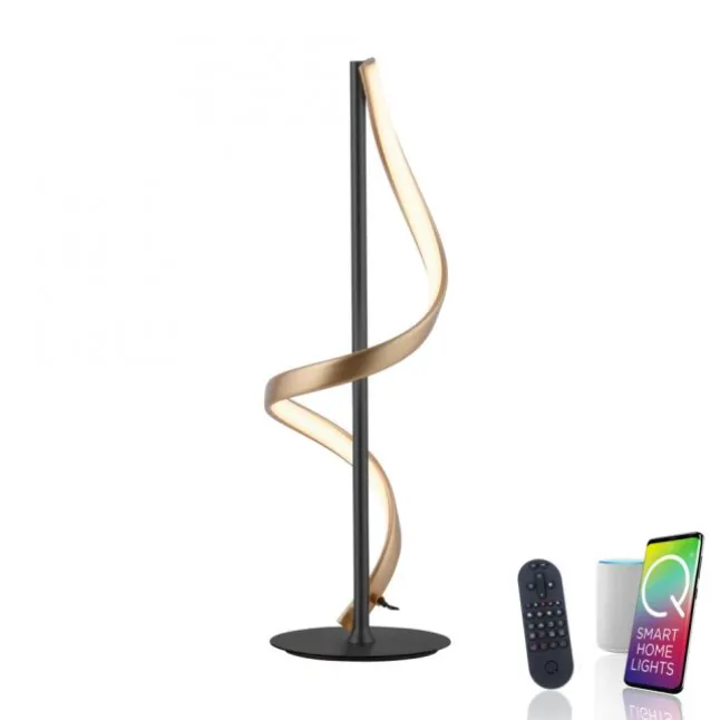 Paul Neuhaus LED Tischleuchte Q-SWING anthrazit messing matt steuerbar Smart Home