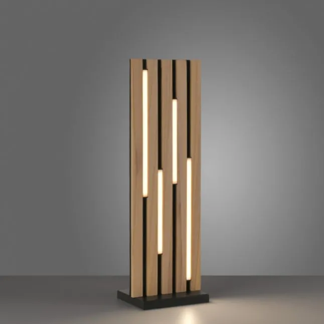 Paul Neuhaus LED Tischleuchte Q-AKUSTIK Holz-natur Smarthome App CCT