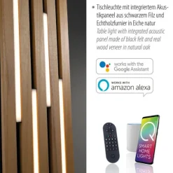 Paul Neuhaus LED Tischleuchte Q-AKUSTIK Holz-natur Smarthome App CCT