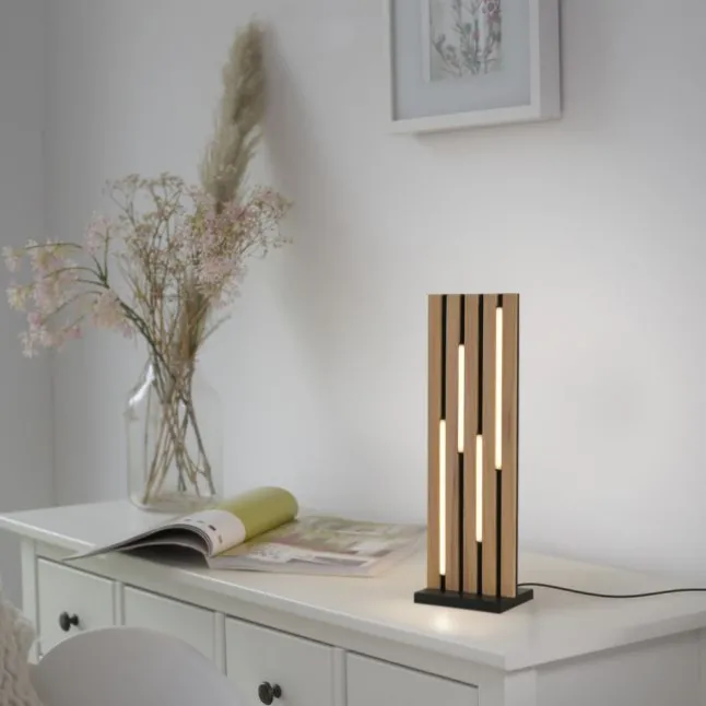 Paul Neuhaus LED Tischleuchte Q-AKUSTIK Holz-natur Smarthome App CCT