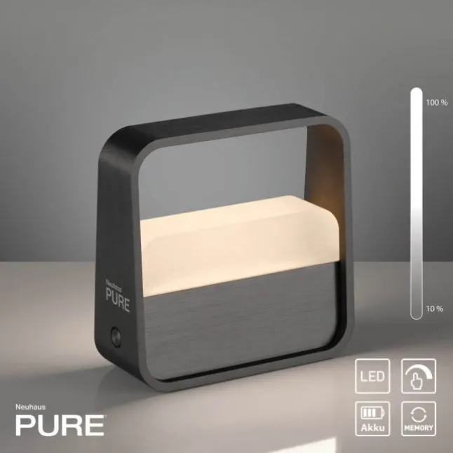 Paul Neuhaus LED Tischleuchte Pure Go grau Akku Touch USB