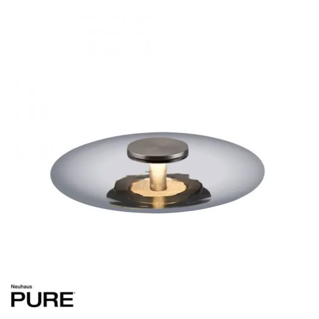 Paul Neuhaus LED Tischleuchte PURE Vitrum platin (grau) Touch dimmbar Rauchglas