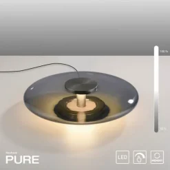 Paul Neuhaus LED Tischleuchte PURE Vitrum platin (grau) Touch dimmbar Rauchglas
