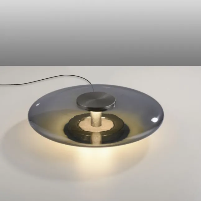 Paul Neuhaus LED Tischleuchte PURE Vitrum platin (grau) Touch dimmbar Rauchglas