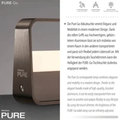 Paul Neuhaus LED Tischleuchte Pure Go dark-metal brown Akku Touch USB