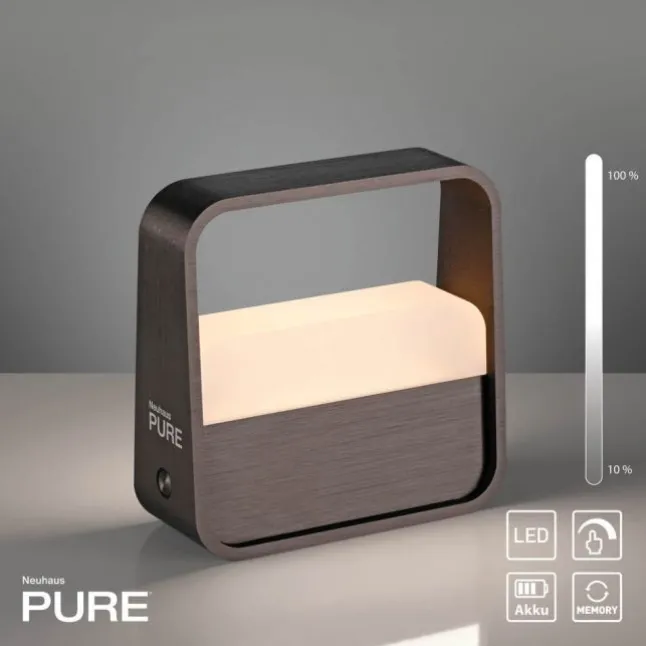 Paul Neuhaus LED Tischleuchte Pure Go dark-metal brown Akku Touch USB