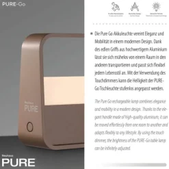 Paul Neuhaus LED Tischleuchte Pure Go bronze Akku Touch USB